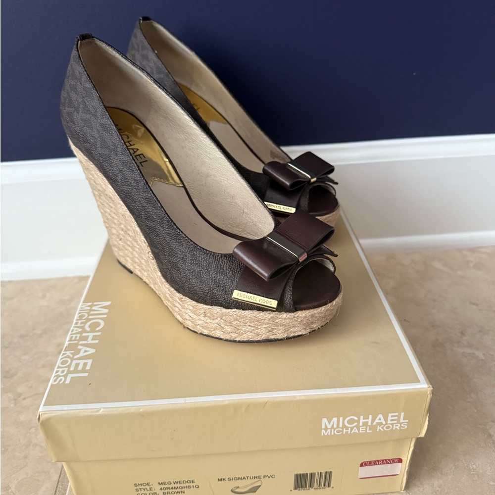 Michael Kors Dark Brown Wedge Sandals